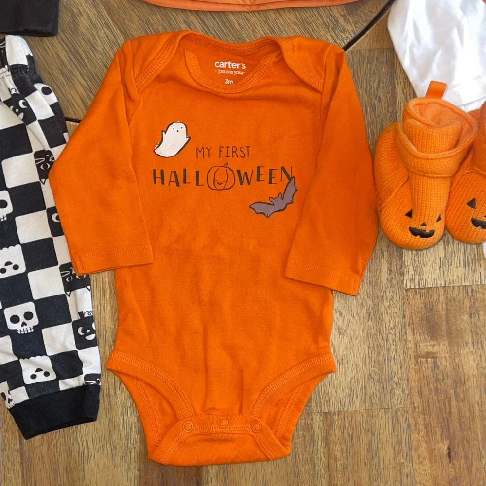 Halloween Baby Outfit Bundle Carters Old Navy Cat & Jack 0-6M Pumpkin Skeleton